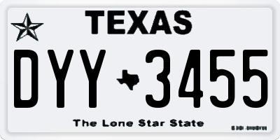 TX license plate DYY3455