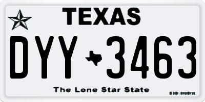 TX license plate DYY3463