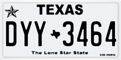 TX license plate DYY3464