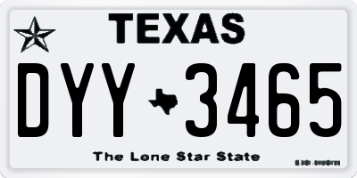 TX license plate DYY3465