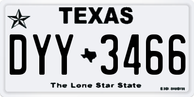 TX license plate DYY3466