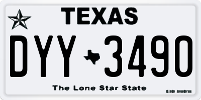 TX license plate DYY3490
