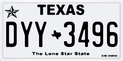 TX license plate DYY3496