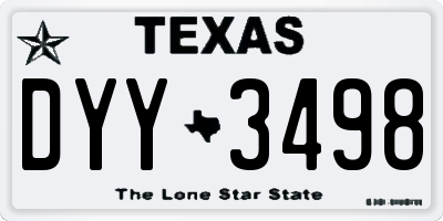 TX license plate DYY3498