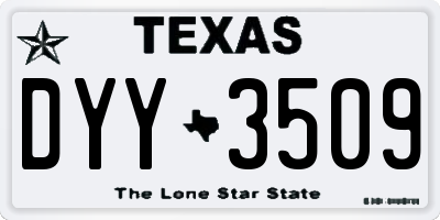 TX license plate DYY3509