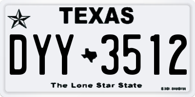 TX license plate DYY3512
