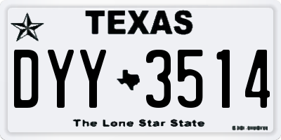 TX license plate DYY3514