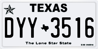 TX license plate DYY3516