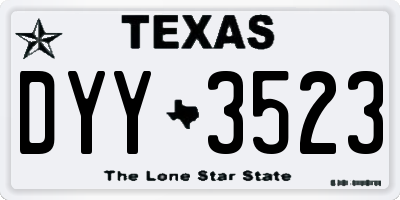 TX license plate DYY3523