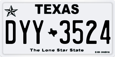 TX license plate DYY3524