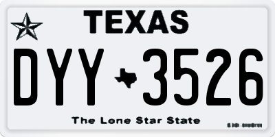 TX license plate DYY3526