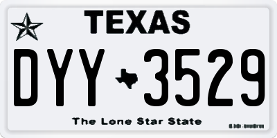 TX license plate DYY3529