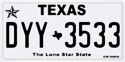 TX license plate DYY3533