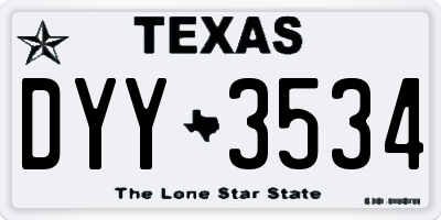 TX license plate DYY3534