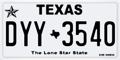 TX license plate DYY3540