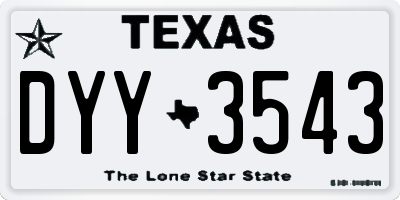 TX license plate DYY3543