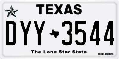 TX license plate DYY3544