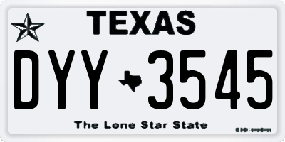 TX license plate DYY3545