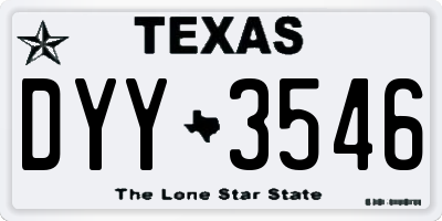 TX license plate DYY3546