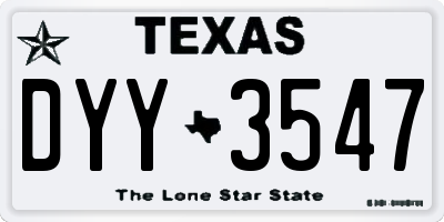 TX license plate DYY3547