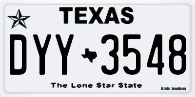 TX license plate DYY3548