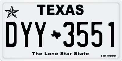 TX license plate DYY3551