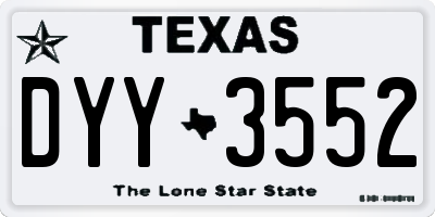 TX license plate DYY3552