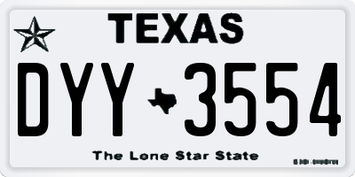TX license plate DYY3554