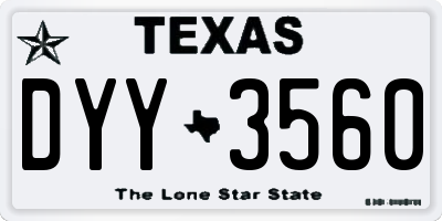 TX license plate DYY3560