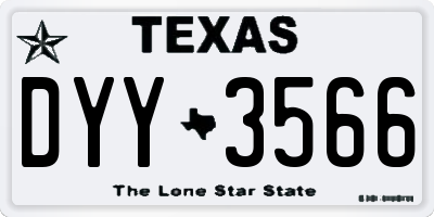 TX license plate DYY3566