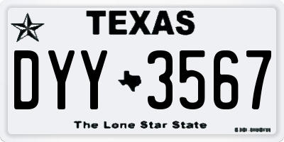 TX license plate DYY3567