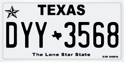 TX license plate DYY3568