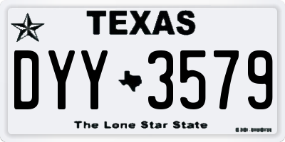 TX license plate DYY3579