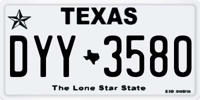 TX license plate DYY3580