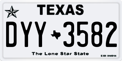 TX license plate DYY3582
