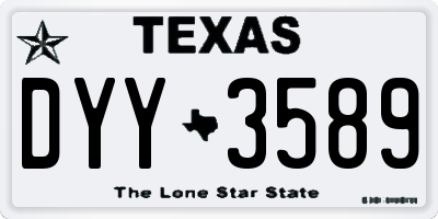 TX license plate DYY3589