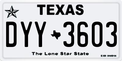 TX license plate DYY3603
