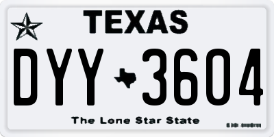 TX license plate DYY3604
