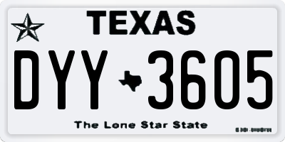 TX license plate DYY3605