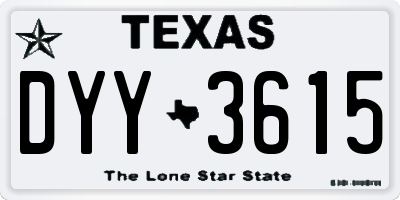 TX license plate DYY3615