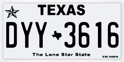 TX license plate DYY3616