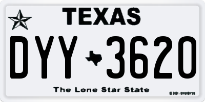 TX license plate DYY3620