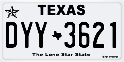TX license plate DYY3621