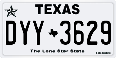 TX license plate DYY3629