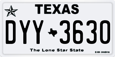 TX license plate DYY3630