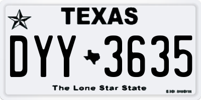 TX license plate DYY3635