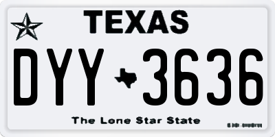 TX license plate DYY3636