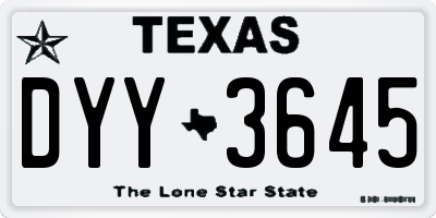 TX license plate DYY3645