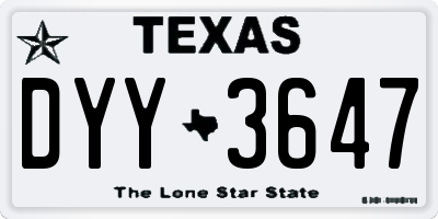TX license plate DYY3647