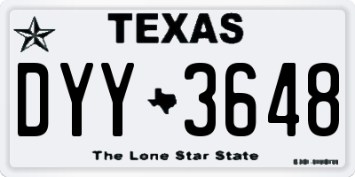 TX license plate DYY3648